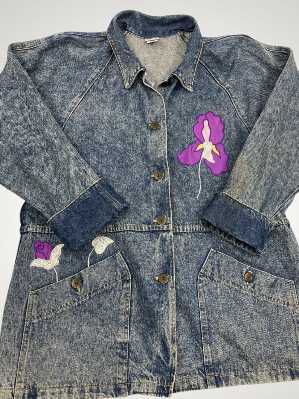 OshKosh B'Gosh Acid Wash Vintage Floral Y2K 90's Denim Chore Jacket Women's S